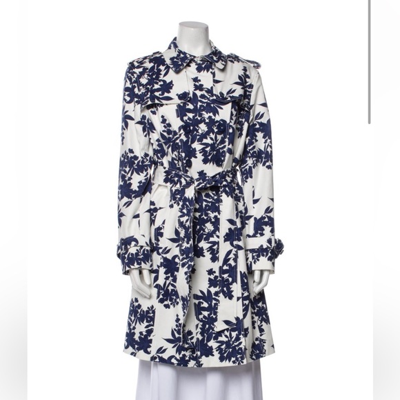 ♥️ Hobbs London Analia Floral Print Blue and White Trench Coat - Picture 6 of 8